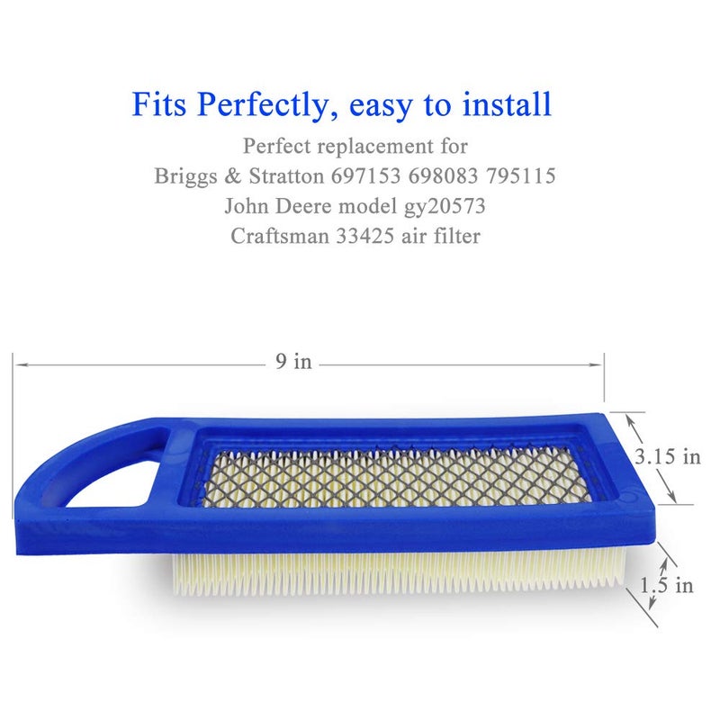 Ferilter Air Filter for Briggs and Stratton 698083 795115 Air Filter for MTD Toro Craftsman 33425 LT1000 LT3000 Riding Mower 697015 Pre Filter 697153 797008 697634 Filter Pack of 2 - Image 3